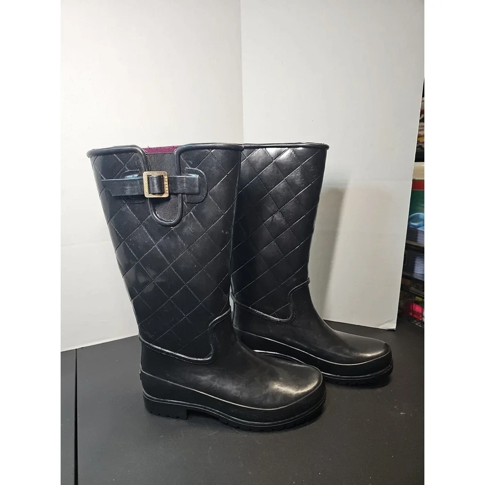 Sperry Top-Sider Pelican III Waterproof Black Quilted Rain Boots STS91093 Size 7